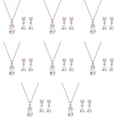 OTTFF Bridesmaid Necklace Earrings Jewelry Set for Bridesmaids, 18K Gold Plated/Rose Gold Plated/Silver Plated with Crystal Rhinestone,1-4-6-8 Sets Choise for Wedding Gift