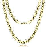 iSunat 5mm 14K Gold Necklaces for Women Gold Cuban Link Chain for Mens Golden Chain Necklace Dainty Necklace Shine That Never Fades Golden Jewelry for Women 16,18,20,22,24in