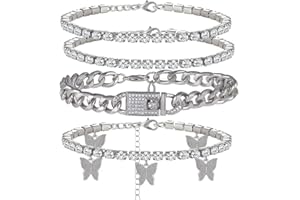 yfstyle Butterfly Ankle Bracelet for Women Rhinestone Anklets Bulk Adjustable Layered Beach Ankle Bracelet Braided Chain Anklet Charm Ankle Bracelet Jewerly Gift