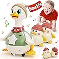 HOLA Baby Toys 6-12 Months Musical Dancing Duck Toy Set with Mama and Babys Tummy Time Toys, Crawling and Interaction Modes 1 Year Old Girl Boy Baby Easter Gifts Stocking Stuffers