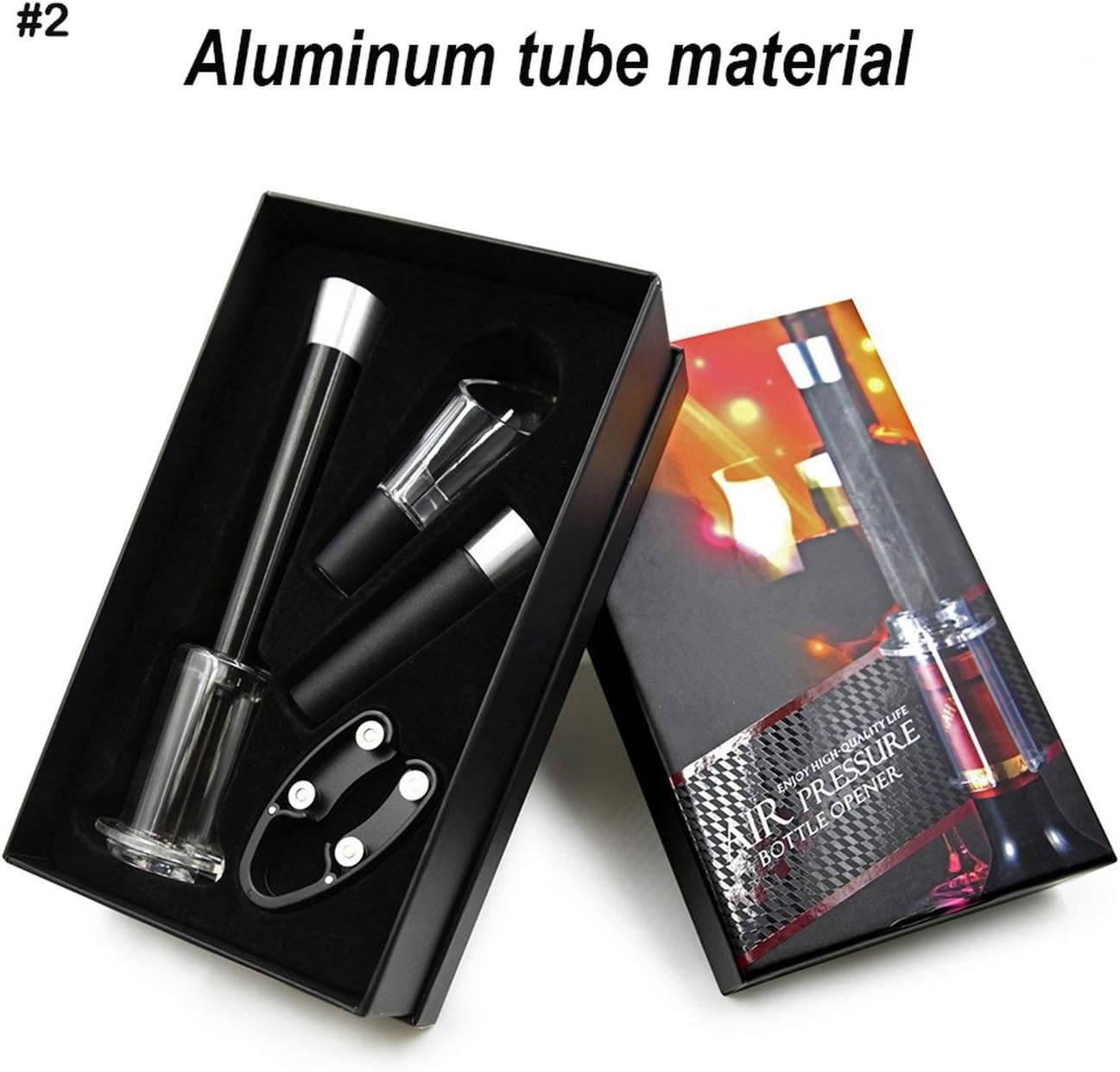 4pcs Wine Opener Set Air Pressure Pump Bottle Opener Cork Remover Wine Accessory Tool Kit Wine Bottle Opener,Aluminum with box