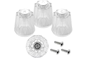 hansengroe Shower Knobs 3 Piece Replacement for Price Pfister Bathtub Faucet Handles, 12 Point Broach, Clear Acrylic Shower Handles Hot and Cold Replacement Kit Include Diverter