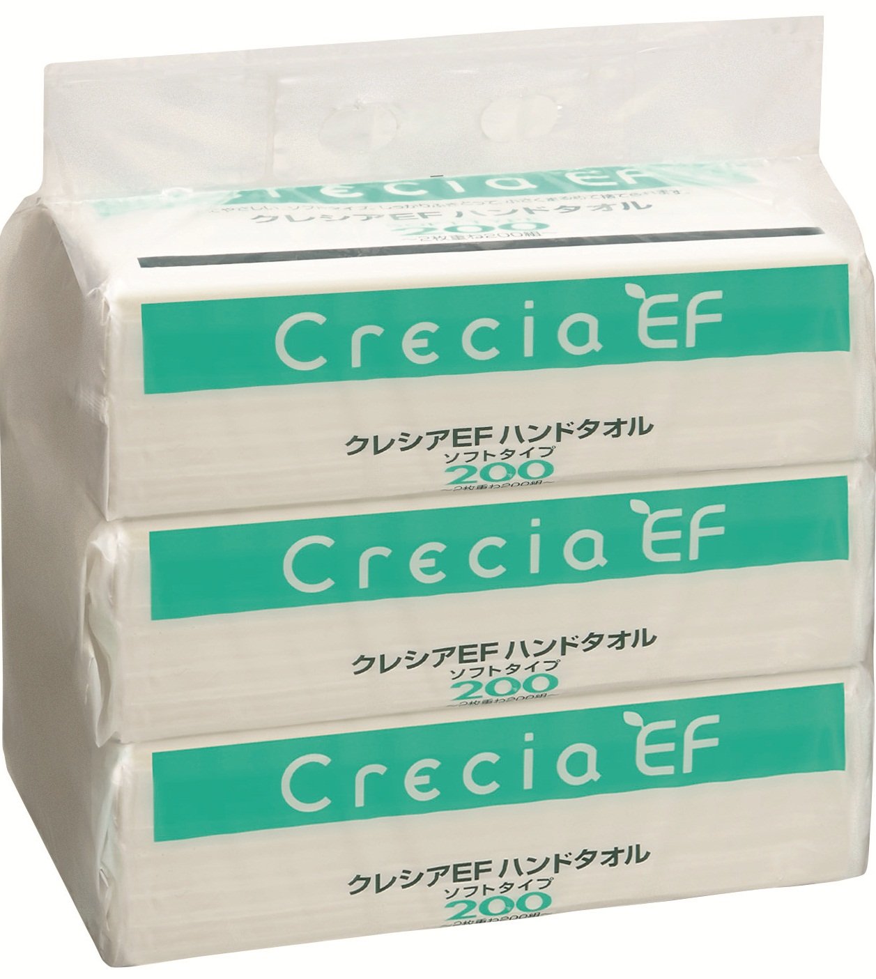 クレシア EFハンドタオル ソフトタイプ 2枚重ね 200組(400枚)×3パック product image