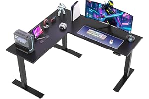 SANODESK L Shaped Standing Desk Adjustable Height, Electric Corner Standing Desk, 71 x 63 inch Sit Stand Computer Table with Splice Board, Black
