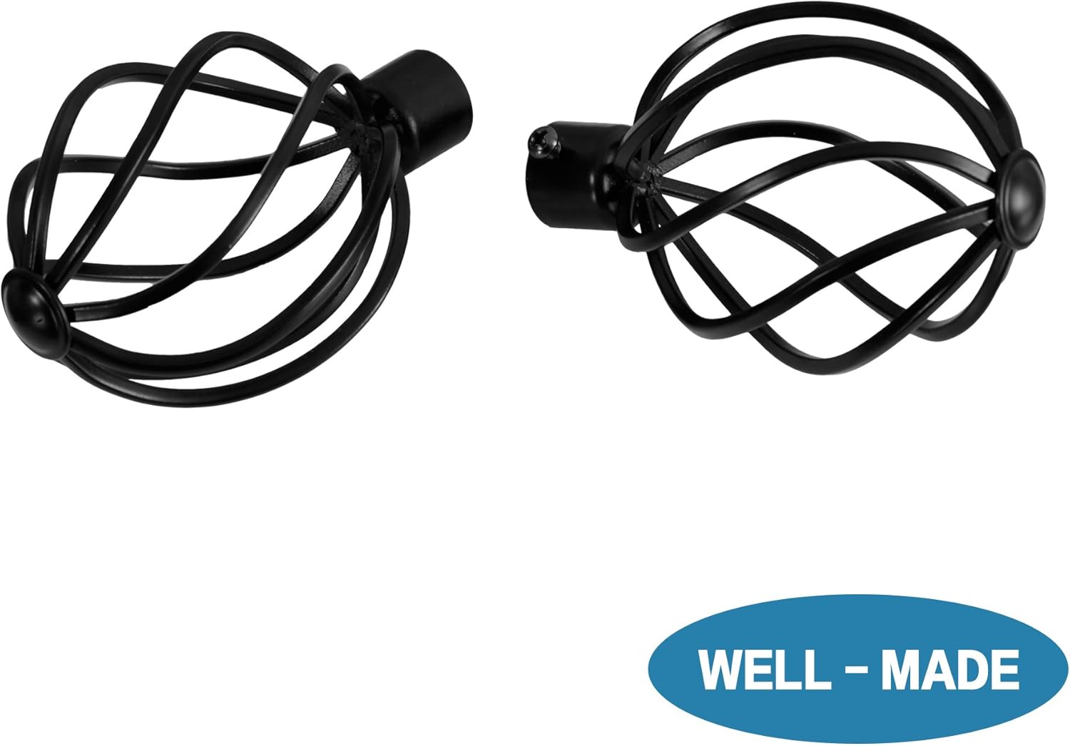 H.VERSAILTEX Window Treatment Single Rod Set with Twisted Sphere Caps, Adjustable Length from 28 to 48-Inch, 3/4 Inch Diameter, Matte Black: Home & Kitchen