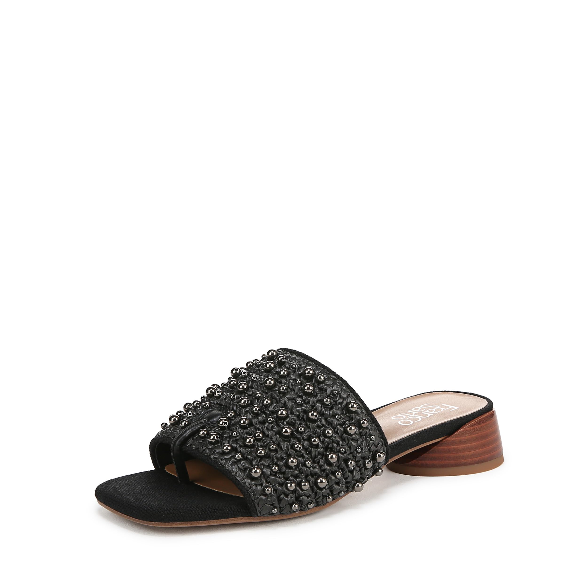 Franco Sarto Womens Loran Slide Sandal Black Stud 7 W