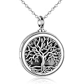 ONEFINITY Cremation Urn Necklace for Ashes Sterling Silver Tree of Life Locket Necklace That Holds Pictures Cremation Keepsake Memorial Ash Jewelry for Women Men
