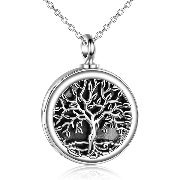 ONEFINITY Tree Of Life Locket Necklace, Sterling Silver Small Locket Necklace Can Hold Photo Tree Life Small Locket Pendant Suitable Women Wives Girlfrie - View #3