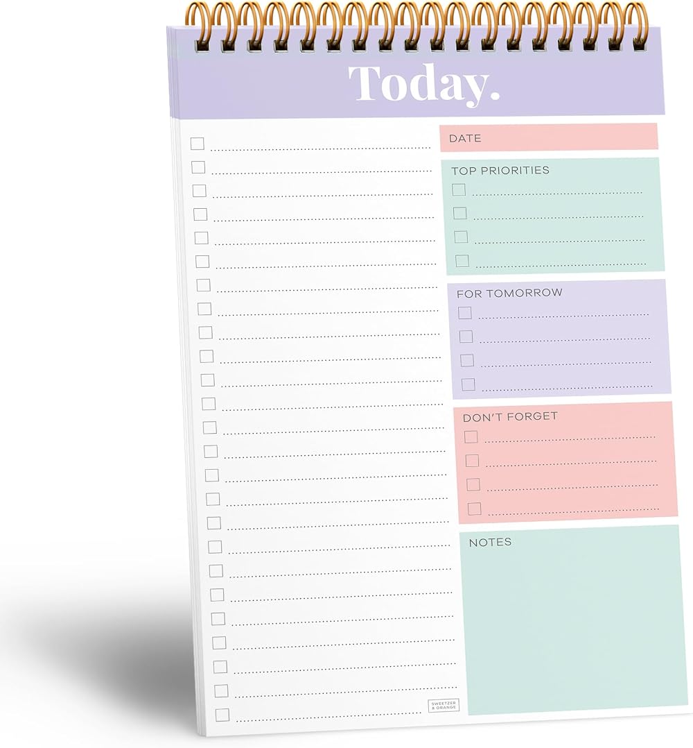 Sweetzer & Orange S&O Daily Planner Notepad Mauve 52 Page Undated Organizer