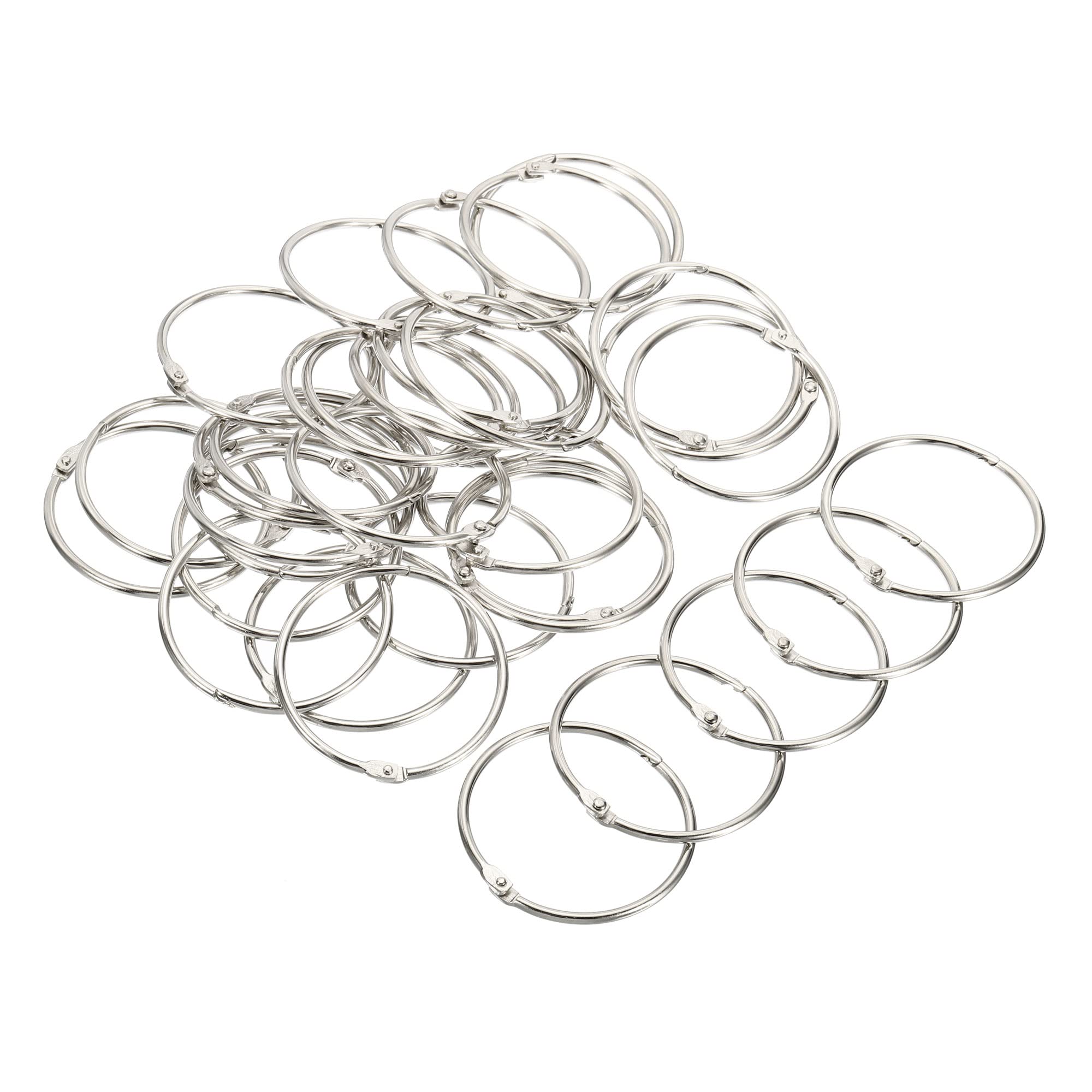 PATIKIL 2.2" Dia Binder Rings, 50 Pack Detachable Metal Book Loose Leaf Rings for Index Cards Scrapbooks Word Cards, Silver Tone