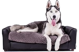 Keet Fluffy Deluxe Pet Bed, Charcoal, Large (40x23x13)