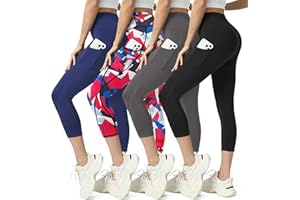 MaaGcc High Waisted Yoga Leggings for Women 4 Pack - Tummy Control Workout Capris with Pockets