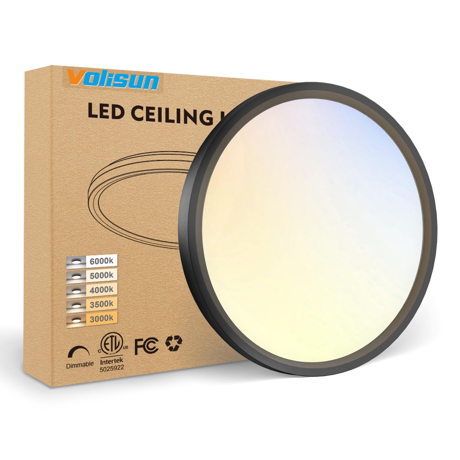 VOLISUN 5CCT LED Flush Mount Ceiling Light, 7 inch