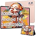 SUAAT Tablet 11 inch Android 14 Tablets, 24GB RAM 256GB ROM 1TB Expand, Octa-core 8000mAh Battery Tablet PC with 13MP Camera, IPS HD Touchscreen, 5G WiFi, Widevine L1, Bluetooth 5.0, GPS - Rose Gold