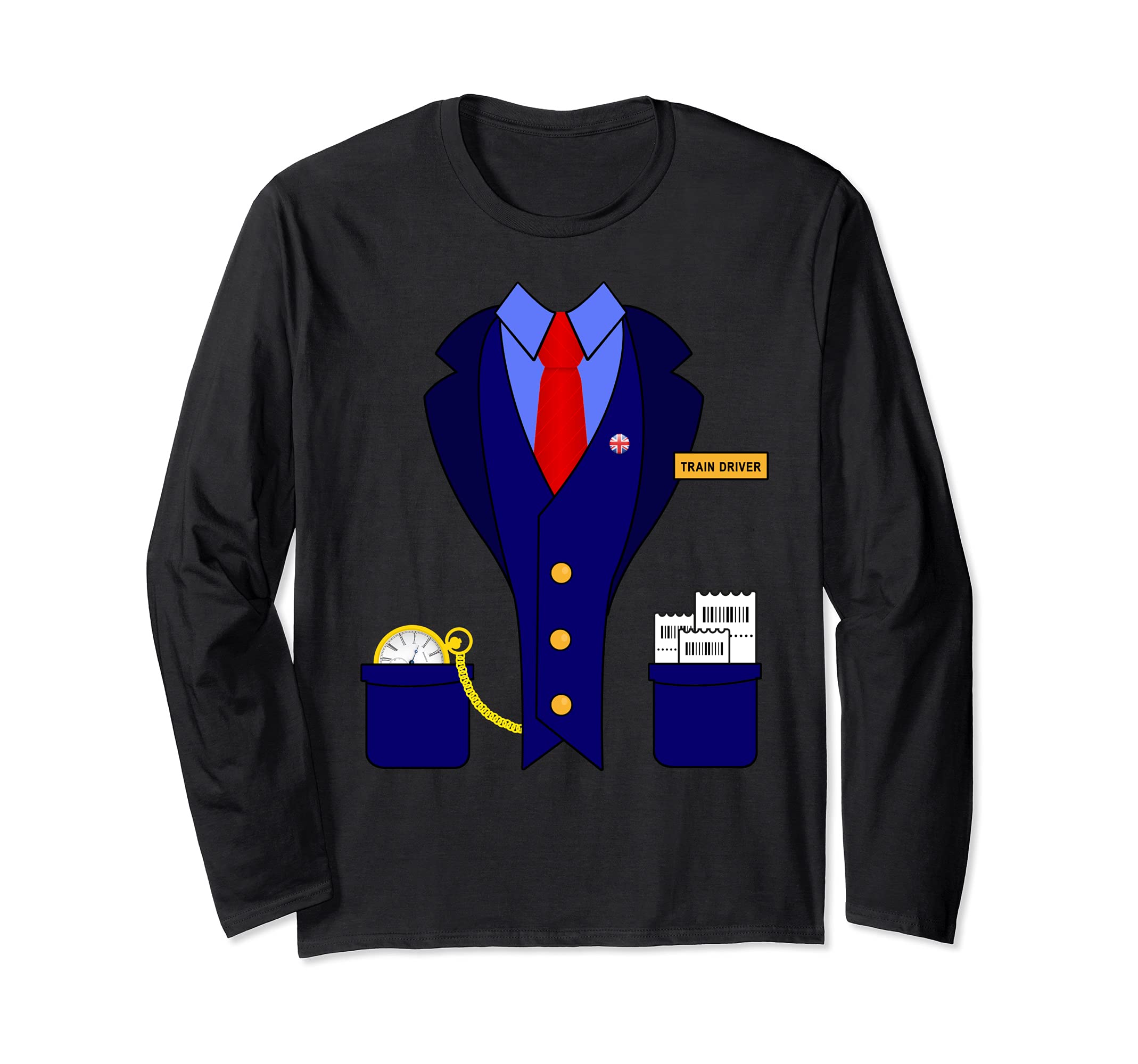Funny Train Driver Conductor Model Railway Railroad Costume Long Sleeve T-Shirt