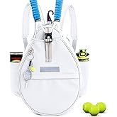 SPORJET Tennis Backpack with 2 Rackets Holder, Water-Resistant PU Leather Tennis Racket Bag for Women & Men, Sling Crossbody Sports Backpack for Tennis, Pickleball & Badminton, Tennis Gifts