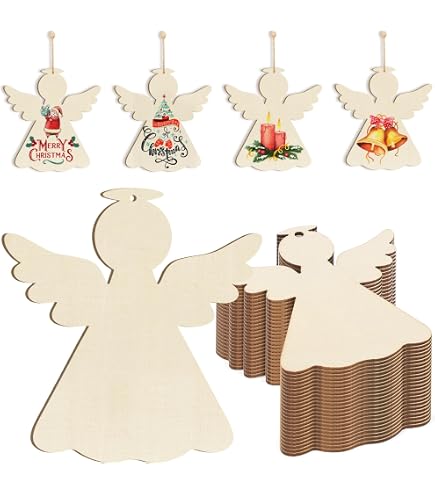 Amazon.com: Creaides 20pcs Angel Wood DIY Crafts Cutouts Wooden