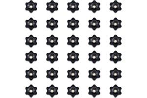 Star Shape Hand Knob SQXBK 30PCS M4 M5 M6 6-Star Through Hole Knob Female Thread Nut Clamping Knob Grip Assortment Kit, Black Plastic Screw-On Handle Clamping Knob for Mechanical Equipment, Star Knob