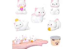 EVDERS 6Pcs Miniature Cat Figurines Mini Resin Cats, Miniature Cats Figures Cute Animals Cat Figurines for Outdoor Statues Desk Decor Micro Fairy Garden Landscape Tiny Resin Animals Figurine
