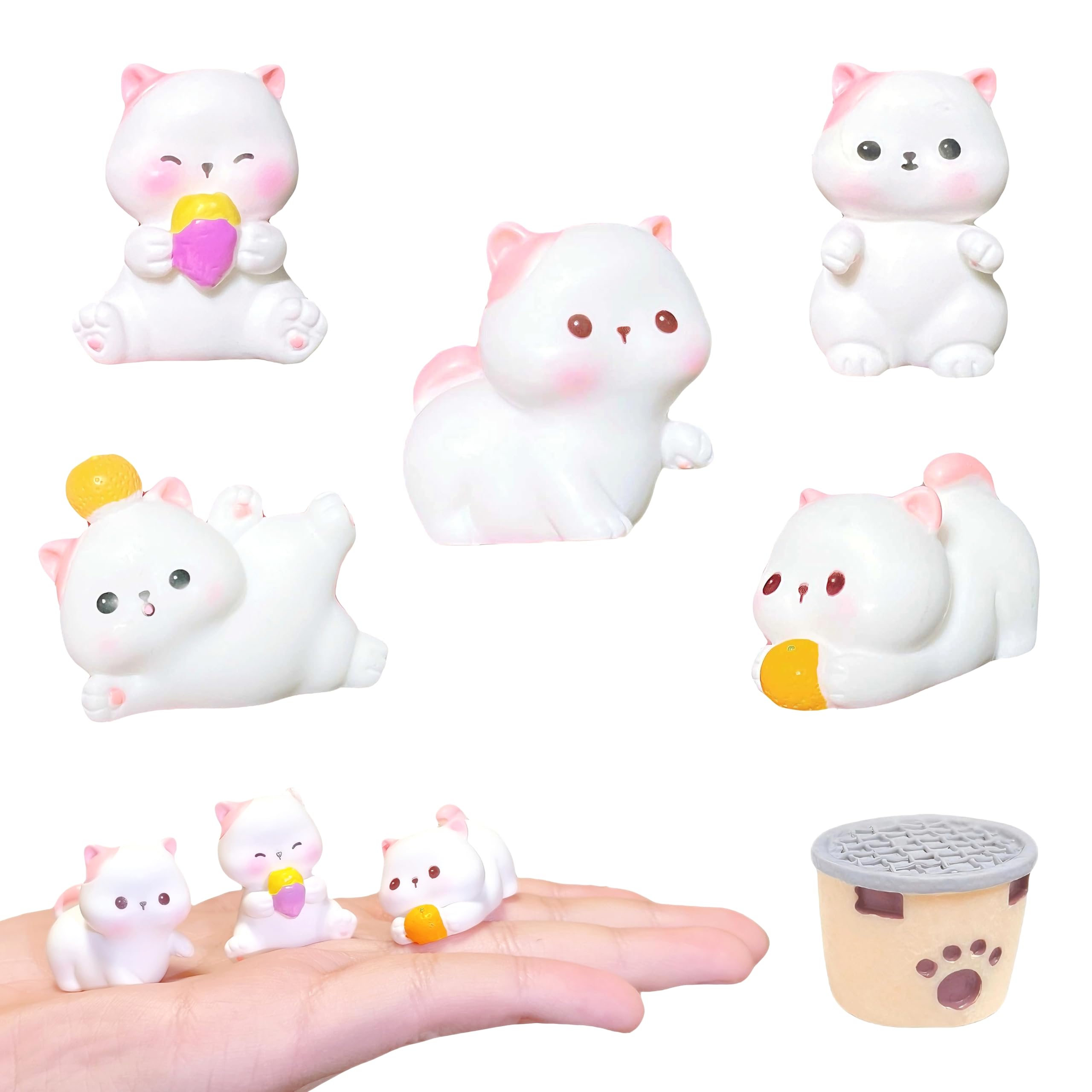 Photo 1 of 6Pcs Miniature Cat Figurines Mini Resin Cats, Cute Animals Cat Figurines for Kids Dollhouse, Desk Decor, Micro Fairy Garden Landscape, Tiny Resin Animals Figurine, Miniature Cats Figures