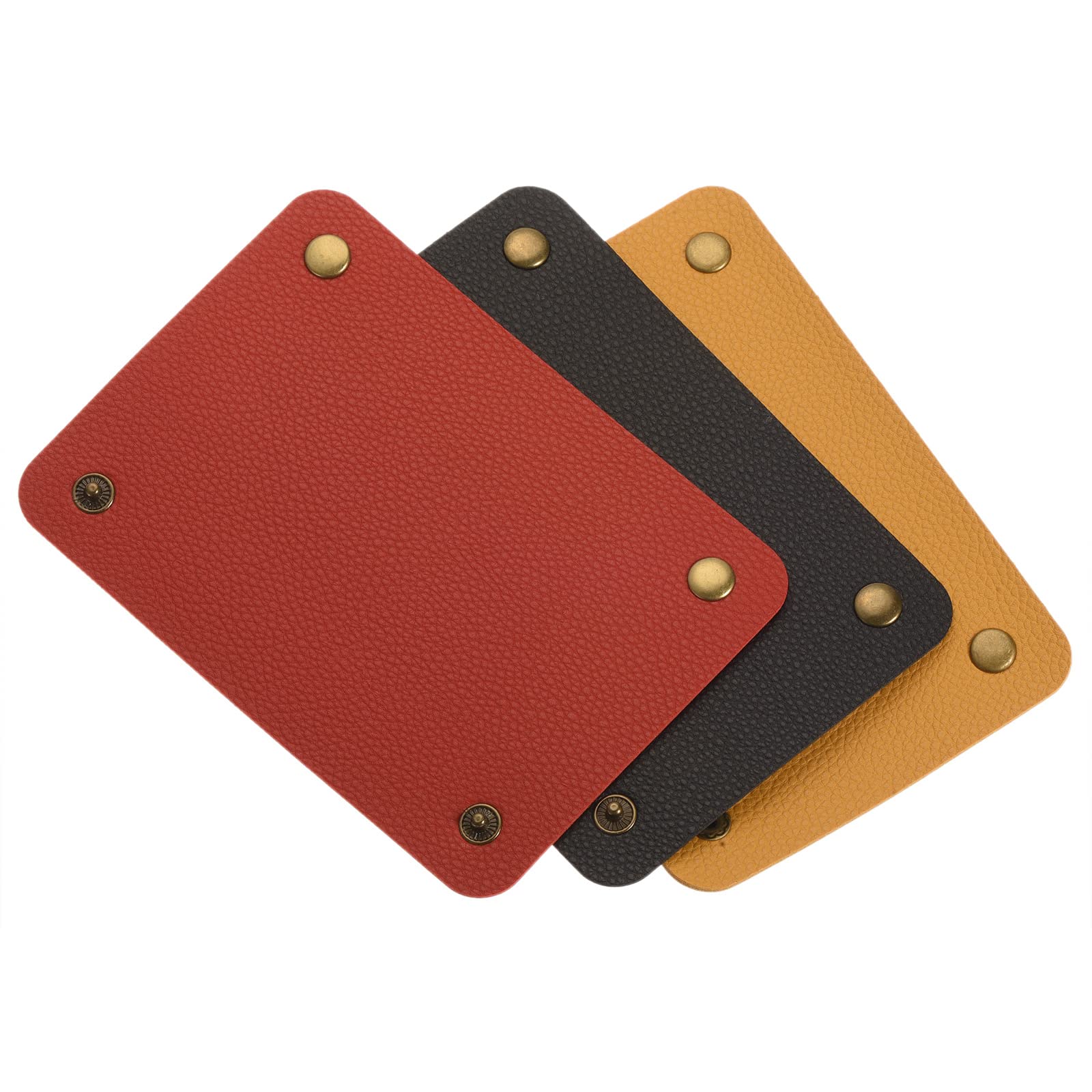 PATIKIL Luggage Handle Wraps, 3Pcs PU Leather Handbag Grip Cover Identifier Protector with Brass Clasp for Travel Bag Suitcase, Black Red Yellow