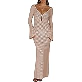 ANRABESS Women Swimsuit Swim Crochet Cover Up Knit Bathing Suit Swimwear 2026 Summer Bodycon Beach Dress Vacation Clothes