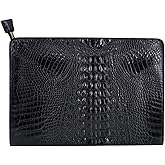 Van Caro Oversized Leather Crocodile Clutch Envelope Purse Evening Handbag for Women