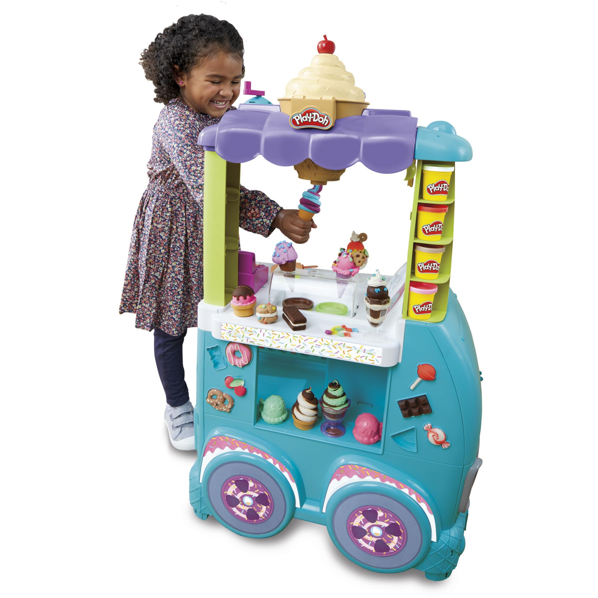 Play-Doh Kitchen Creations Ultimate Ice Cream Truck Playset with 27 Accessories, 12 Pots, Realistic Sounds, Multicolor, 203.2 x 635 x 558.8 mim — image 1