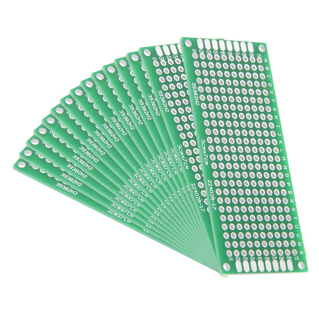Sourcingmap 15pcs 3x7cm Double Sided PCB Board Universal Printed Circuit Proto Board for DIY Soldering Electronic Projects Practice Test Circuit