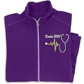 CAOMP Custom Nurse Jacket - Women's Fleece Lightweight Embroidered Full-Zip Medical Nursing Jacket