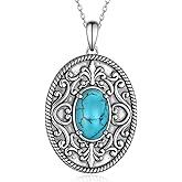 Genuine Turquoise Necklace 925 Sterling Silver Western Necklace Vintage Western Nature Gemstone Real Turquoise Jewelry for Women
