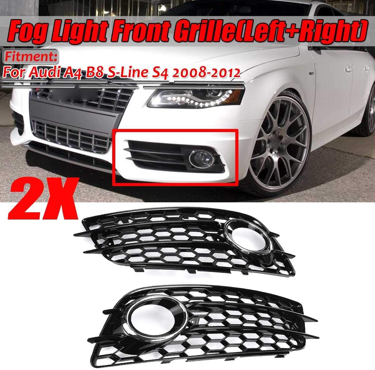 BANIKOP A Pair Car Front Fog Light Lamp Grille Honeycomb Grill Cover,For Audi A4 B8 S Lines S4 Bumper 2008-2012