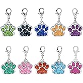 Honbay 10PCS Glitter Enamel Alloy Cute Animal Pet Dog Paw Footprint Charms Pendant with Lobster Claw Clasp for Jewelry Making and DIY Crafts, Metal, No Gemstone