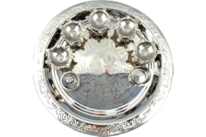 Hijet Beautiful Hand Painted Stainless Steel Pooja Thali Painted with Beautiful Colour for Pooja for God Prayer for Festivals for Home Decor Pooja Items. (Lakshmi Ganesha)