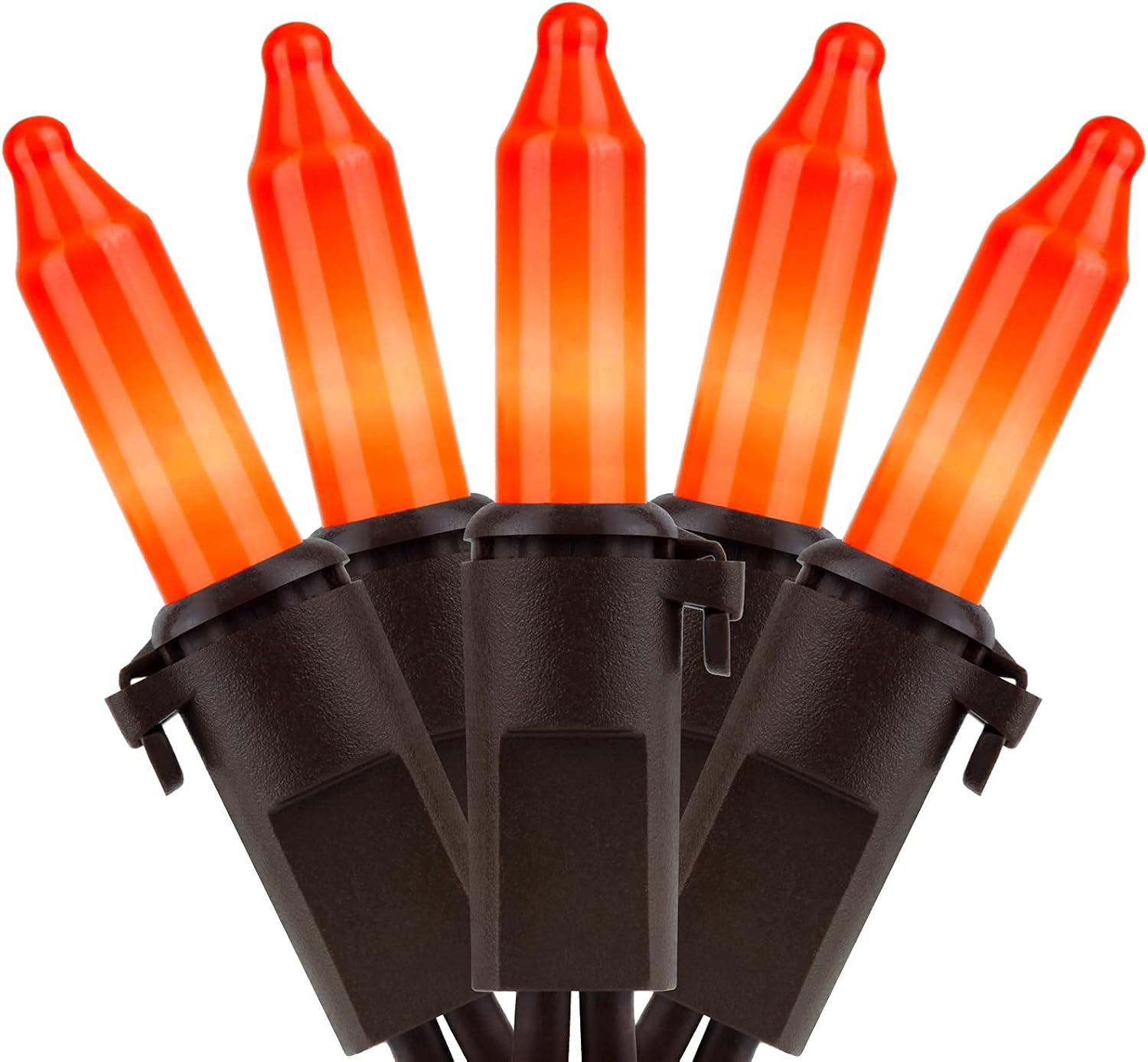 String Lights - YULETIME Orange String Lights with Brown Wire, 66 ft 200 Count UL Certified Christmas Light, Pack of 2 Sets 33 ft 100 Opaque Light Set for Halloween Fall Holidays (Orange)