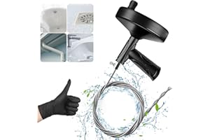 LAUNARY Drain Snake Auger 33 Feet, Plumbing Snake Drain Hair Clog Removal Tool, Heavy Duty Toilet Snake Auger, Sink Unclogger Drain Cleaner Tool for Bathroom Kitchen Tub Shower Drain Clog Remover With Gloves