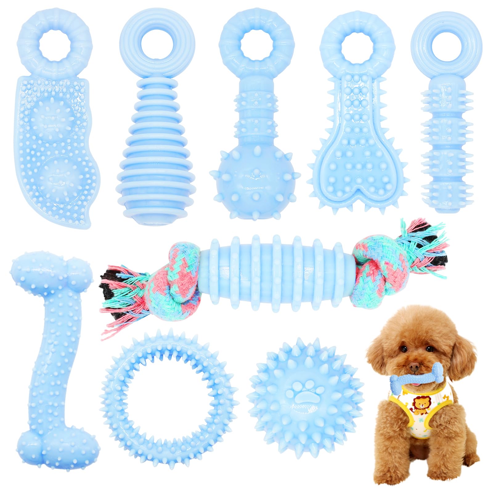 Photo 1 of CGBD Puppy Toys, 9 Pack Dog Chew Toys for Puppy, Cute Blue Small Dog Toys, Teething Toys for Puppies, Soft Durable Interactive Chew Toy for Small Dogs