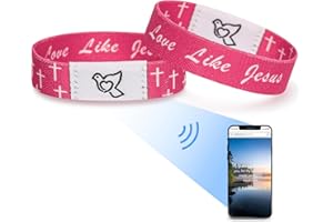 Bible Verse Bracelets, Kaluofan Daily Bible Verse Bracelet, Bible Verse Bracelets Scan for Women Men Teens, Elastic Inspirational Christian Bracelet The Power of Faith(Pink)