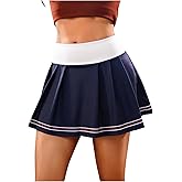 MakeMeChic Women's Striped Tennis Skirt Pleated A Line Athletic Skate Skirts