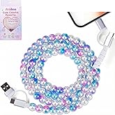 Atsidexa 4-in-1 Beaded Charging Cable, Metal Design, Nicely Packed, 60W Fast Charging, MFi Certified, Cute Colorful Cable, Compatible with iPhone, iPad, AirPods, Galaxy, and More (Moonlight Blue)