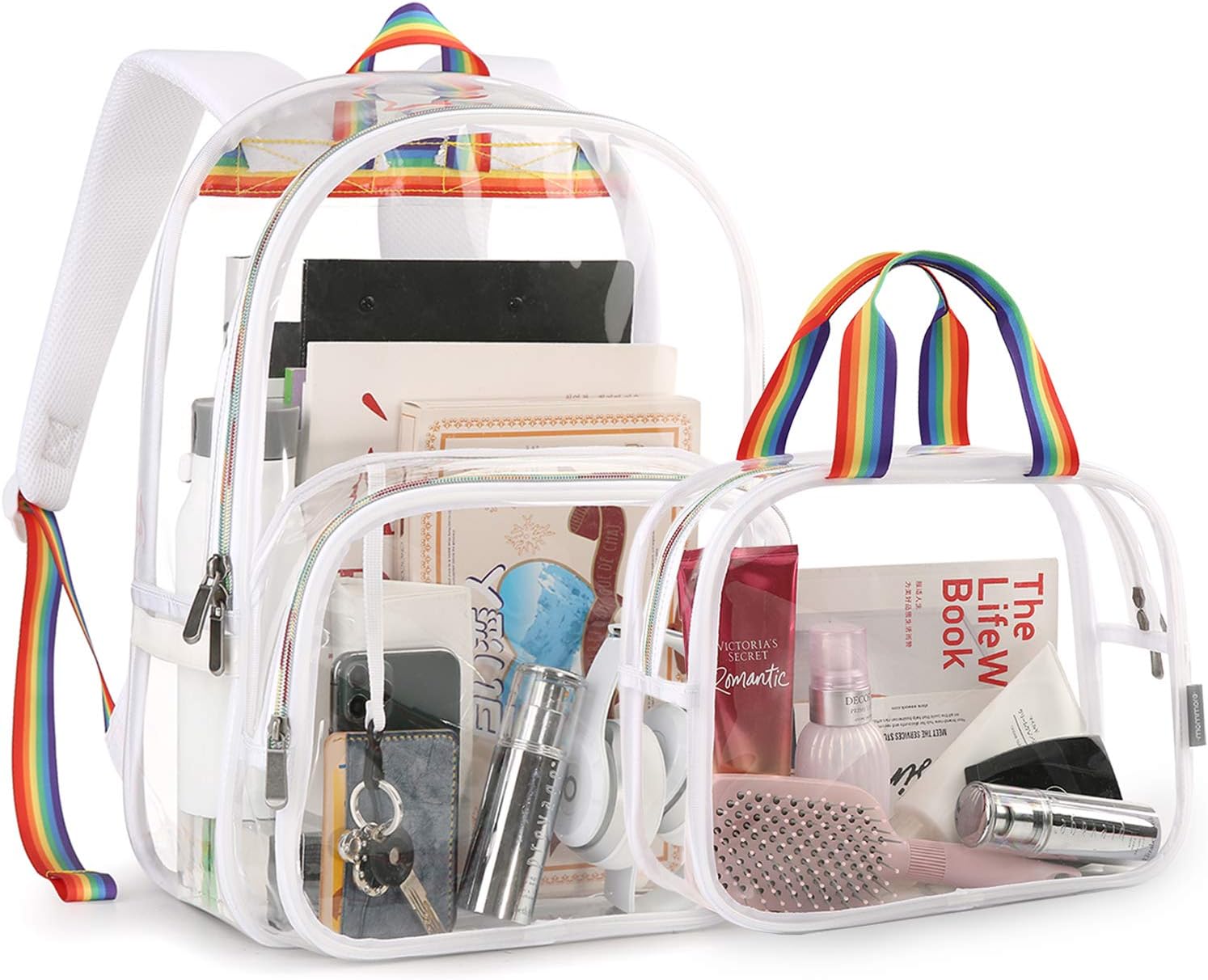 clear rainbow backpack