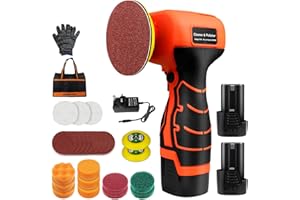 VKNDOYNT Cordless Sander, 3" Palm Sander with 2Pcs 16.8V 3.0Ah Batteries, 3500RPM Mini Polisher, 30 Accessories Sanders Tool for Sanding/Polishing/Waxing/Cleaning