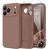 SuydanBox Magnetic for iPhone 17 Pro Case, Compatible with MagSafe, [Full Camera Protection][Screen Protector] Silicone Shockproof Protective Phone Case for iPhone 17 Pro 6.3", Brown