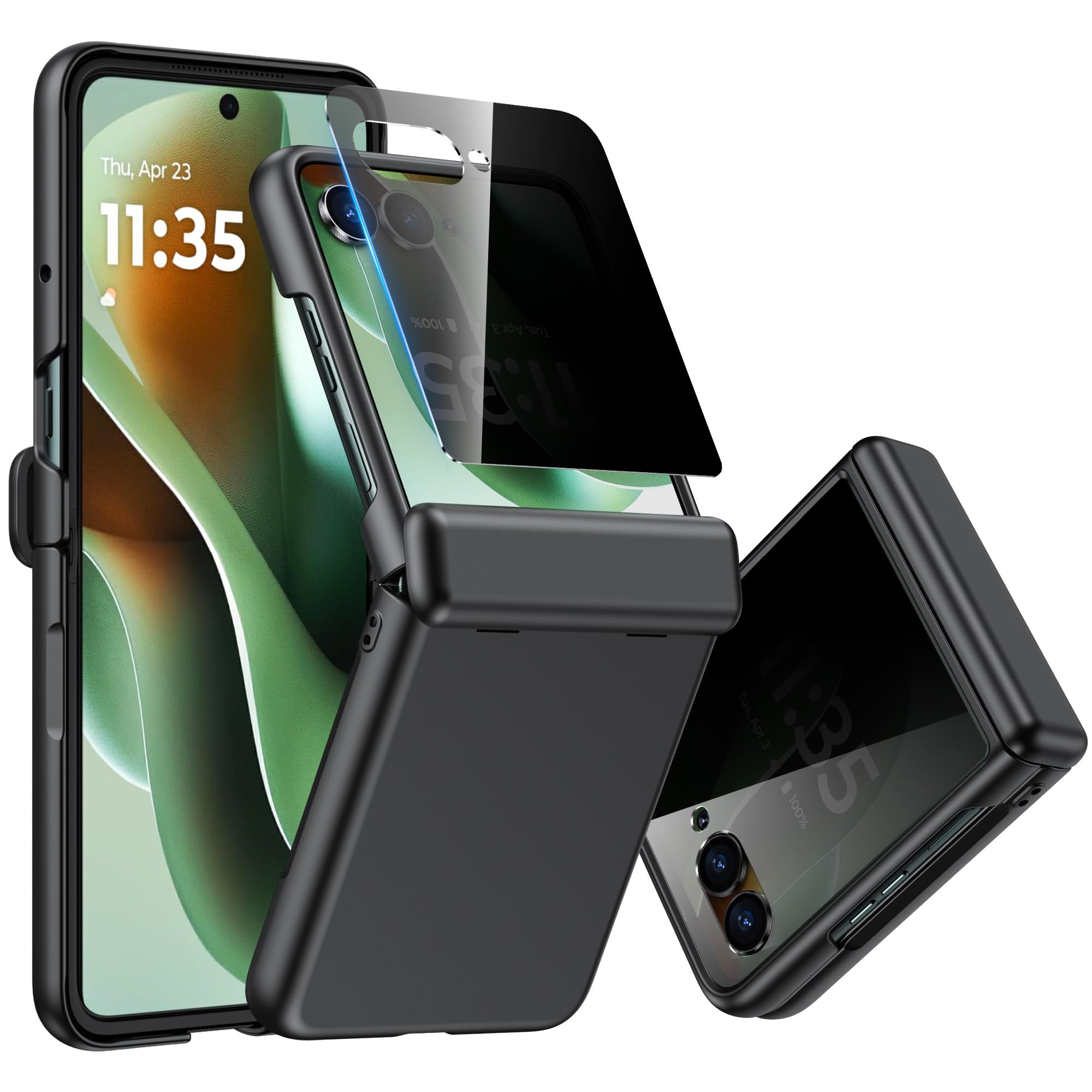 Photo 1 of LEKEVO for Motorola Razr Ultra 2025 Case, Built-in Privacy Screen Protector & Hinge Protection, Military Grade Drop Proof, Slim Rugged Phone Shockproof Protective Case for Moto Razr 60 Ultra, Black