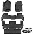 KARPAL Floor Mats Fit for 2015-2020 Chevrolet Tahoe/GMC Yukon(Only fit 7seats), with 2nd Row Bucket Seats Cover Protector, TPE Rubber All Weather Floor Liners Anti-Slip Full Set Car Mats