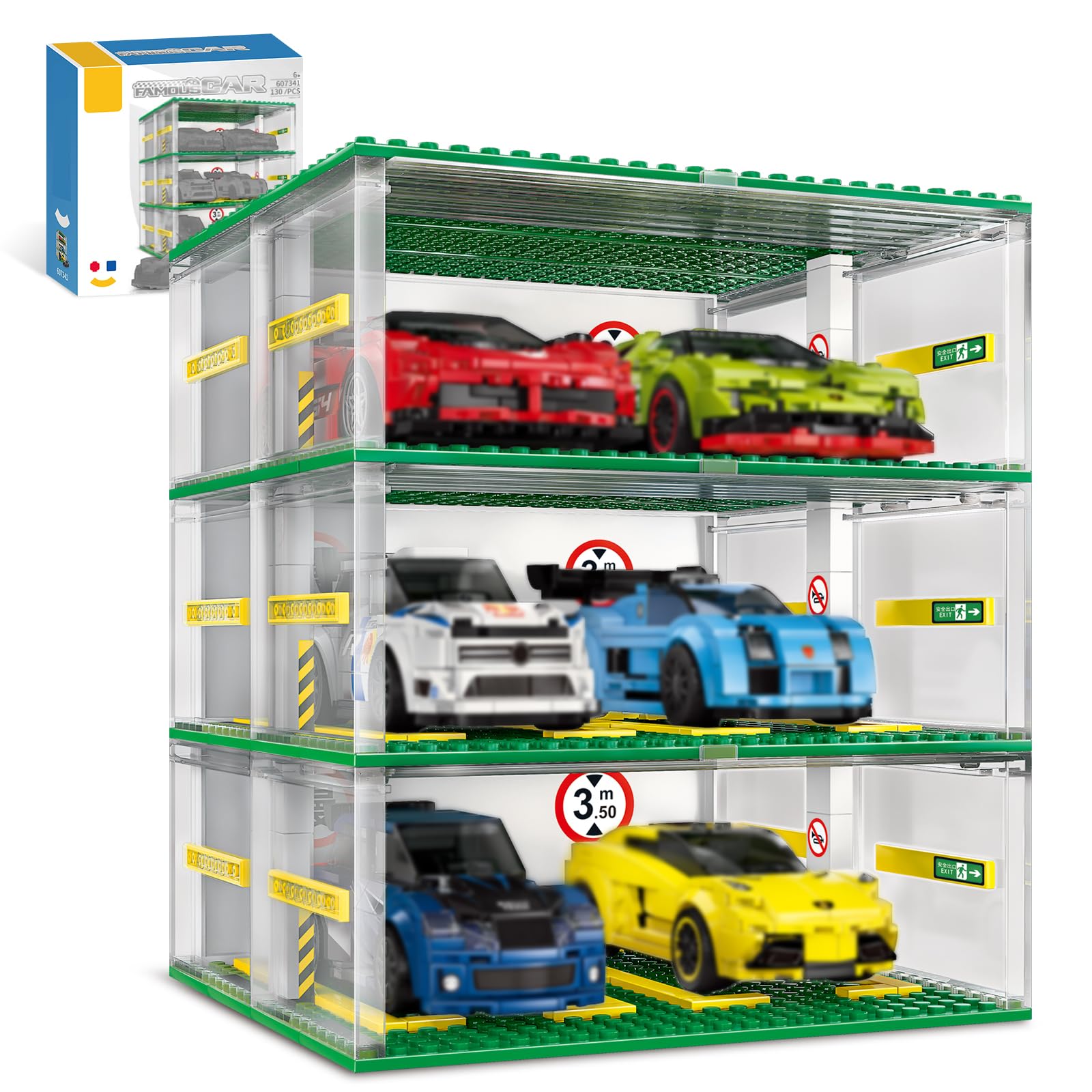 Photo 1 of ****SIMILAR ITEM***** NEWABWN Creative Three-Story Building Block Garage with Display Features, Compatible with Small Lego Cars , Ideal for 8-Studs Wide Building Blocks Cars (Cars Not Included)