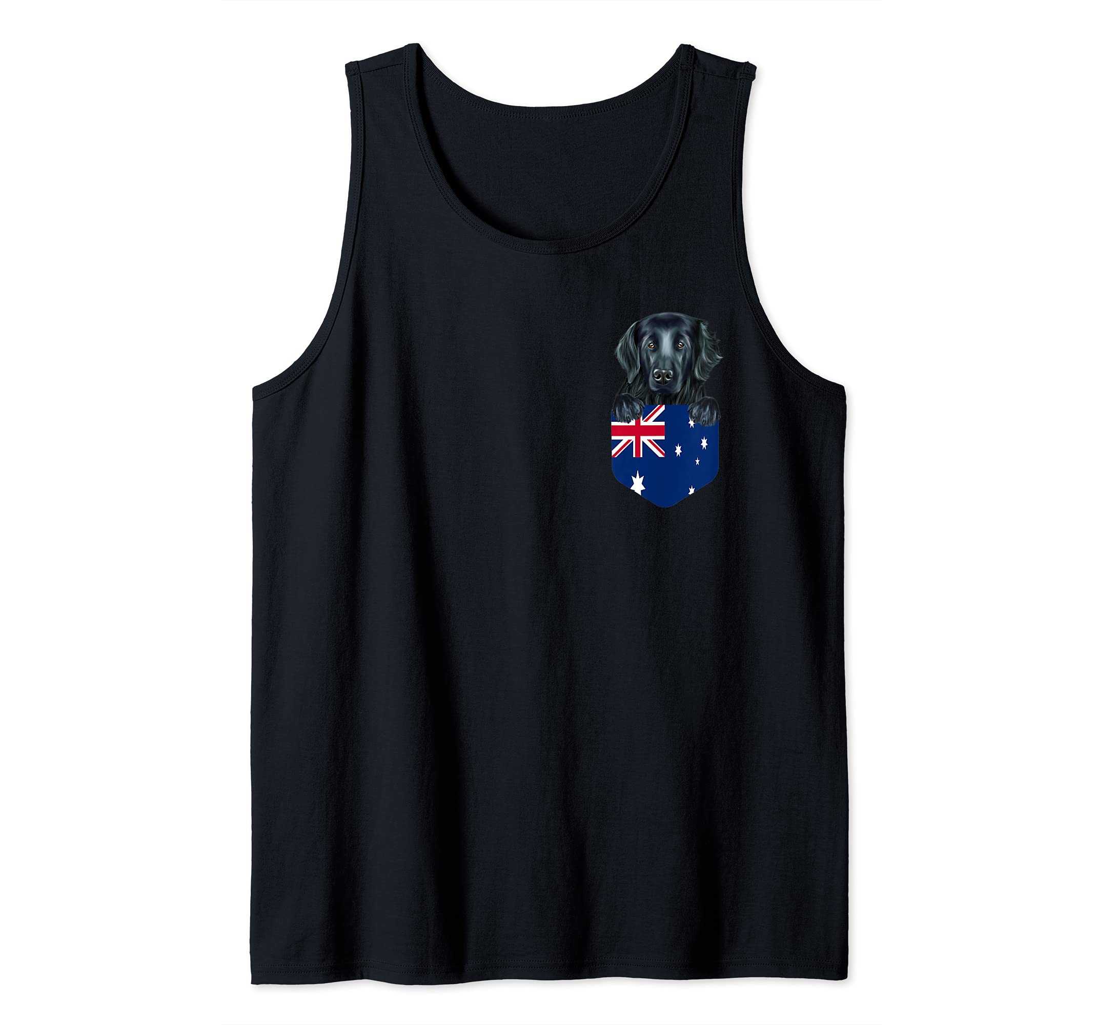 Australia Flag Flat-Coated Retriever Dog In Pocket Tank Top