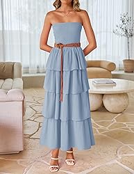 ZESICA Women‘s Summer Boho Strapless Maxi Dress