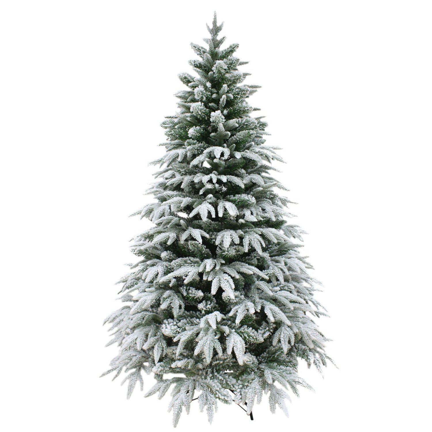 4ft/1.2m Lapland Fir Snow Covered Bushy Artificial Christmas Tree Flocked 332 PE/PVC Tips Hinged Branches Metal Stand Xmas Home Snowy Decorations
