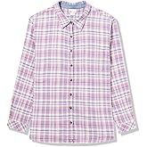 Women's Plus Long Sleeve Plaid Flannel Shirt, Clear Blue Asymetrical Orchard Plaid, 3PS